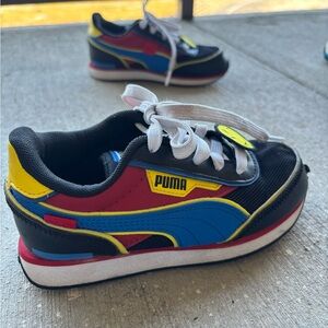 Puma Kids Sneakers - Black, Blue, Red, Yellow Accents